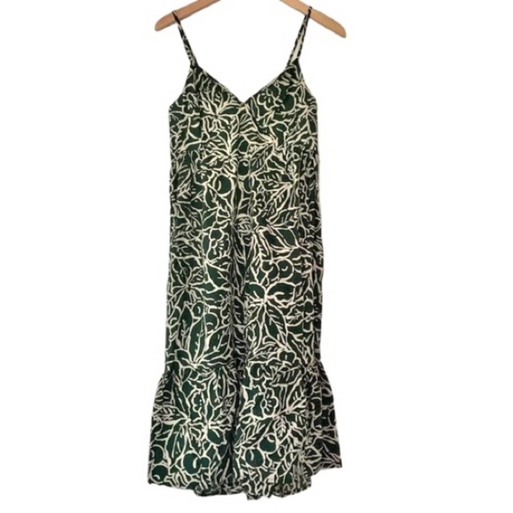 GAP Floral Green V-Neck Cami Midi Dress | size XS